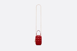 Lady Dior Phone Holder • Cherry Red Patent Cannage Calfskin