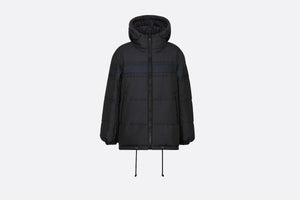 Reversible Long Down Jacket • Blue and Ecru Dior Oblique Quilted Technical Taffeta