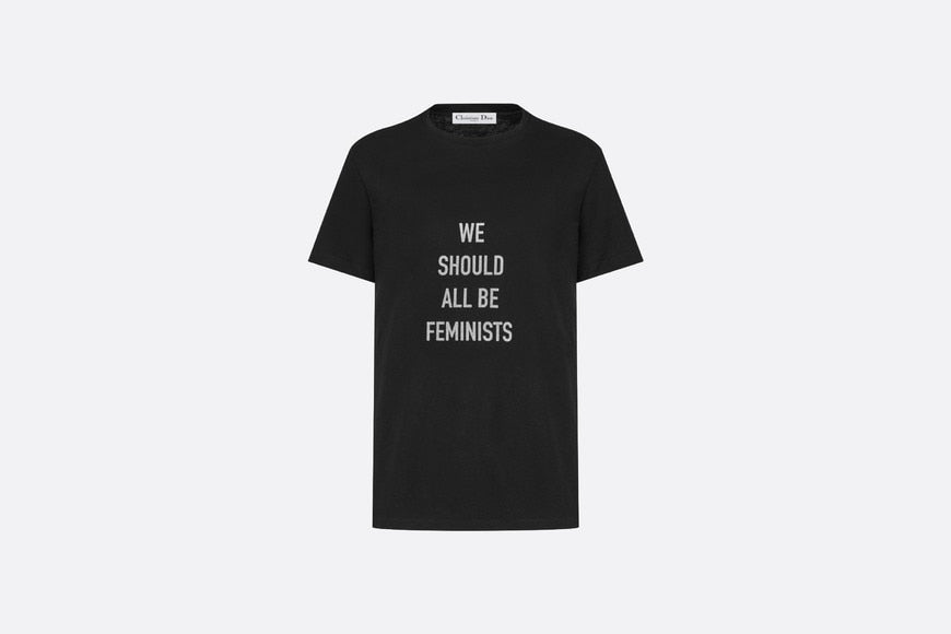 'WE SHOULD ALL BE FEMINISTS' T-Shirt • Black Cotton Jersey and Linen