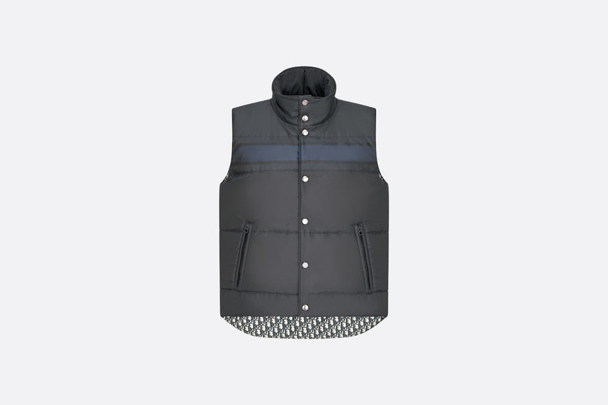 Reversible Sleeveless Down Jacket • Blue and Ecru Dior Oblique Quilted Technical Taffeta