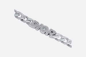 Dior Italic Chain Link Necklace • Silver-Finish Brass and White Crystals