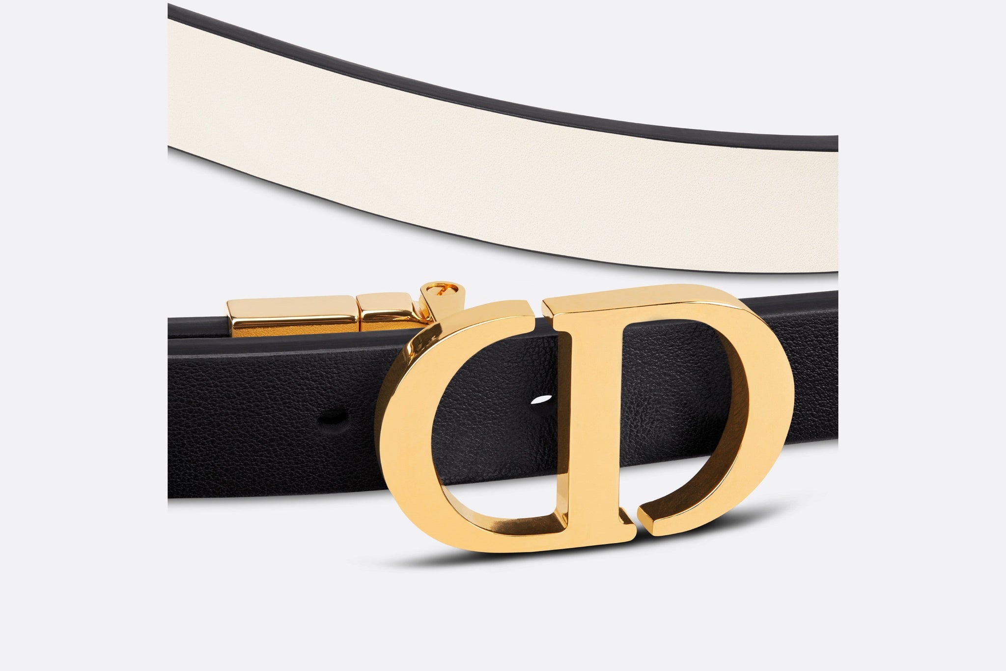 30 Montaigne Reversible Belt Black and Latte Smooth Calfskin, 20 MM