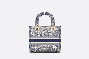 Medium Lady D-Lite Bag • Blue Toile de Jouy Embroidery