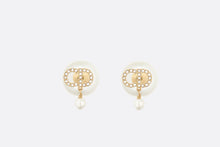 Load image into Gallery viewer, Dior Tribales Earrings • Gold-Finish Metal with White Resin Pearls and White Crystals
