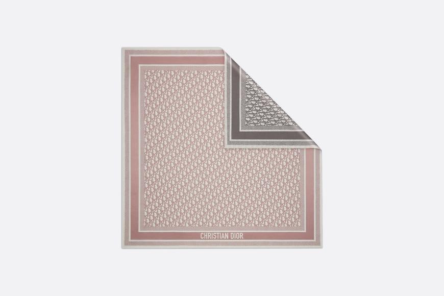 Dior Oblique Diortwin Square Scarf • Rose Des Vents and Gray Silk Twill