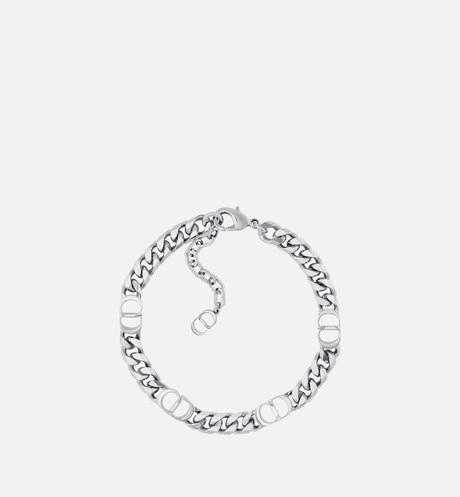 CD Icon Thin Chain Link Bracelet • Silver-Finish Brass