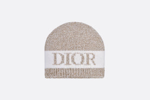 Beanie • Heathered Beige and Ivory Wool Tricot Knit and Cashmere