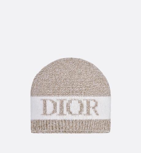Beanie • Heathered Beige and Ivory Wool Tricot Knit and Cashmere