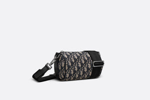 Mini Roller Messenger Bag • Beige and Black Dior Oblique Jacquard and Black Grained Calfskin