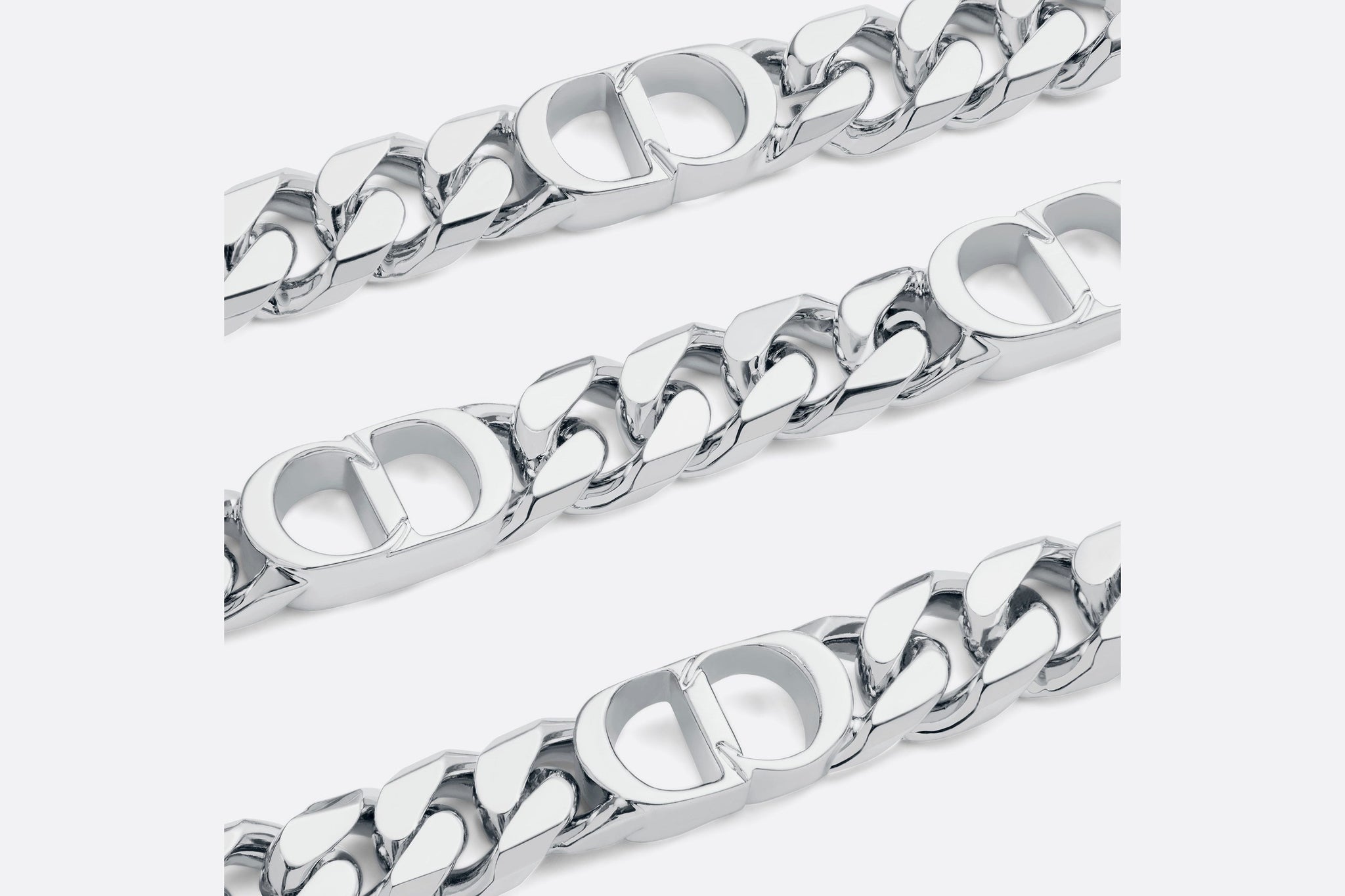 CD Icon Thin Chain Link Bracelet Silver
