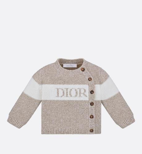 Cardigan • Heathered Beige and Ivory Wool and Cashmere Tricot Knit