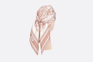 Toile de Jouy Sauvage 90 Square Scarf • Ivory and Pink Silk Twill