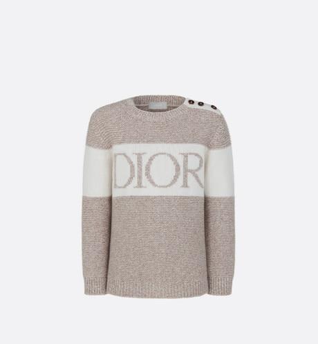 Sweater • Heathered Beige and Ivory Wool Tricot Knit and Cashmere