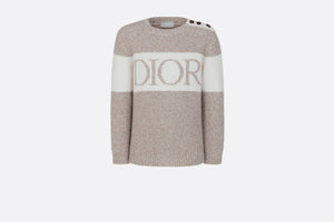 Sweater • Heathered Beige and Ivory Wool Tricot Knit and Cashmere