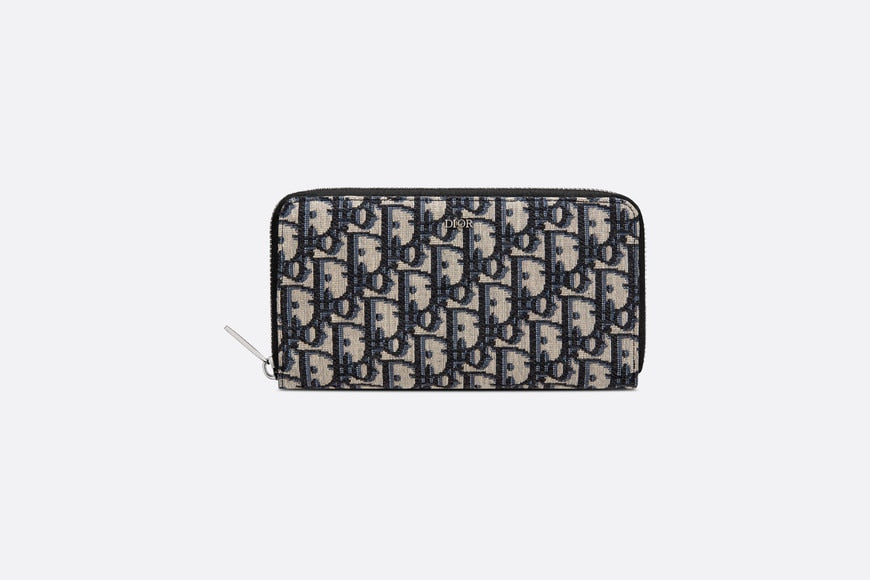 Zipped Long Wallet • Beige and Black Dior Oblique Jacquard