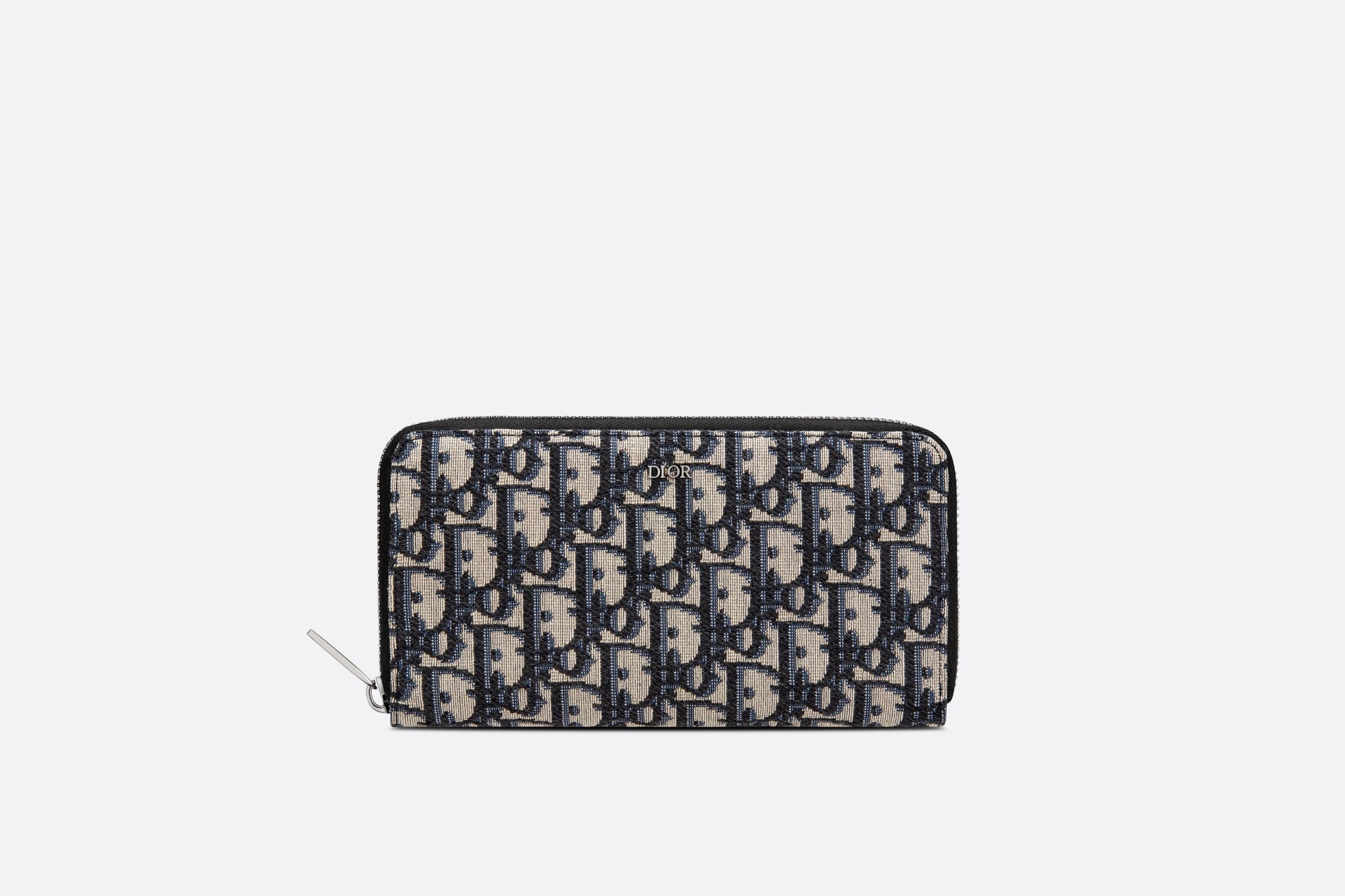 Zipped Wallet Black Dior Oblique Jacquard