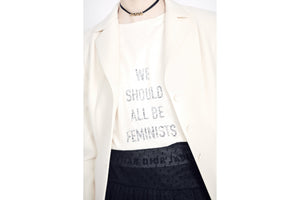'WE SHOULD ALL BE FEMINISTS' T-Shirt • White Cotton Jersey and Linen