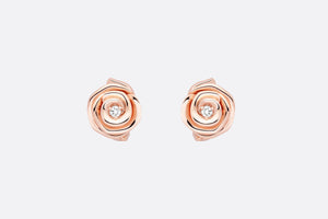 Large Rose Dior Couture Earrings • Pink Gold and Diamonds