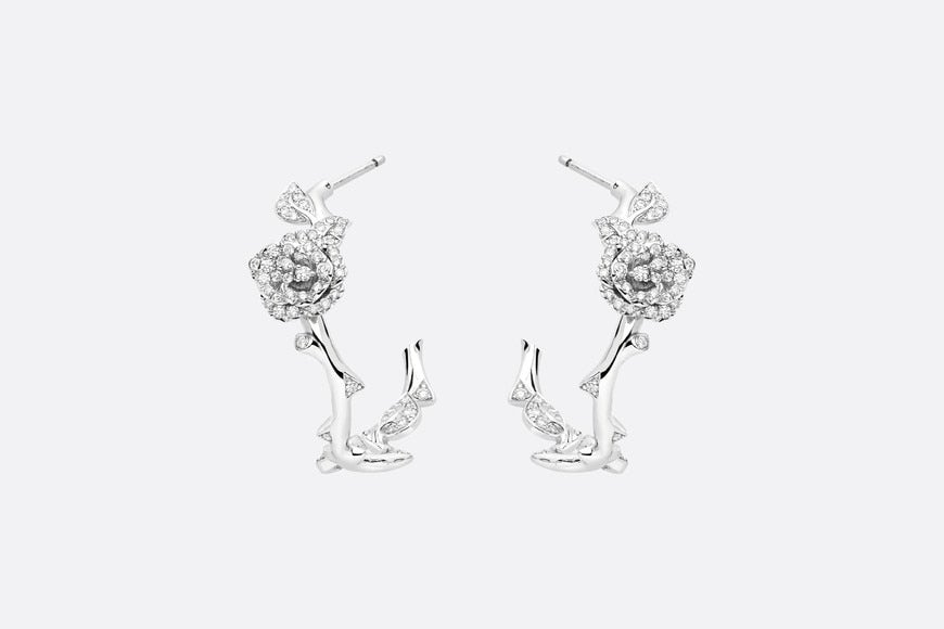 Rose Dior Bagatelle Earrings • 18K White Gold and Diamonds