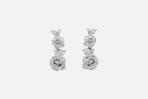 Large Rose Dior Bagatelle Earrings • 18K White Gold and Diamonds