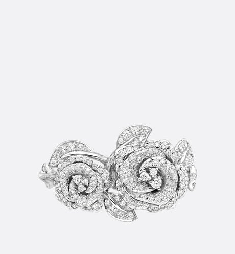 Large Rose Dior Bagatelle Ring • 18K White Gold and Diamonds