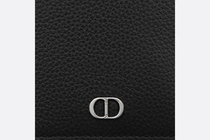 Vertical Wallet • Black Grained Calfskin with 'CD Icon' Signature