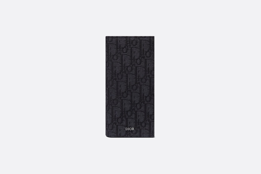 Vertical Long Wallet • Black Dior Oblique Jacquard
