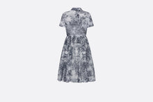 Load image into Gallery viewer, Mid-Length Shirt Dress • White and Navy Blue Toile de Jouy Cotton Voile
