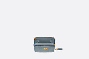 Dior Caro Compact Zipped Wallet • Cloud Blue Supple Cannage Calfskin