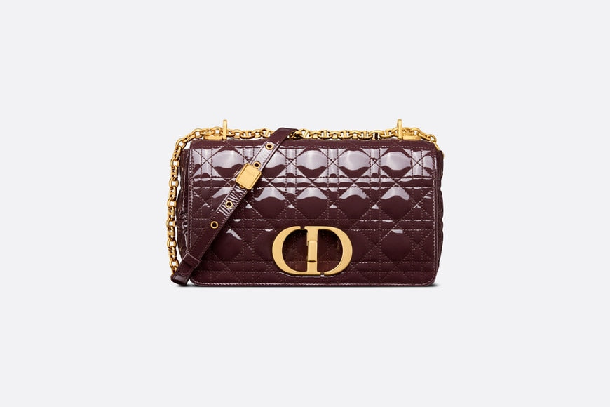 Medium Dior Caro Bag • Amaranth Patent Cannage Calfskin