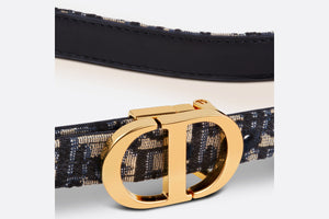 30 Montaigne Reversible Belt • Blue Smooth Calfskin and Dior Oblique Jacquard, 20 MM