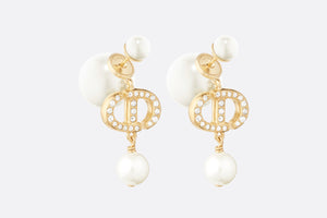 Dior Tribales Earrings • Gold-Finish Metal with White Resin Pearls and White Crystals