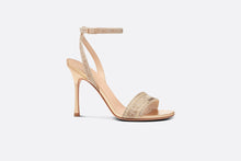 Load image into Gallery viewer, Dway Heeled Sandal • Gold-Tone Cotton Embroidered with Metallic Thread and Strass
