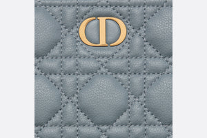 Large Dior Caro Daily Pouch • Cloud Blue Supple Cannage Calfskin