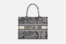 Load image into Gallery viewer, Medium Dior Book Tote • Blue Toile de Jouy Reverse Embroidery (36 x 27.5 x 16.5 cm)
