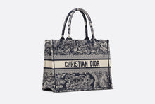 Load image into Gallery viewer, Medium Dior Book Tote • Blue Toile de Jouy Reverse Embroidery (36 x 27.5 x 16.5 cm)
