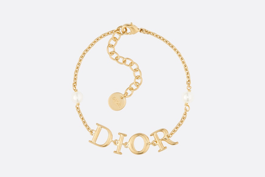 Dio(r)evolution Bracelet • Gold-Finish Metal and White Resin Pearls
