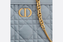 Load image into Gallery viewer, Dior Caro Zipped Pouch with Chain • Cloud Blue Supple Cannage Calfskin
