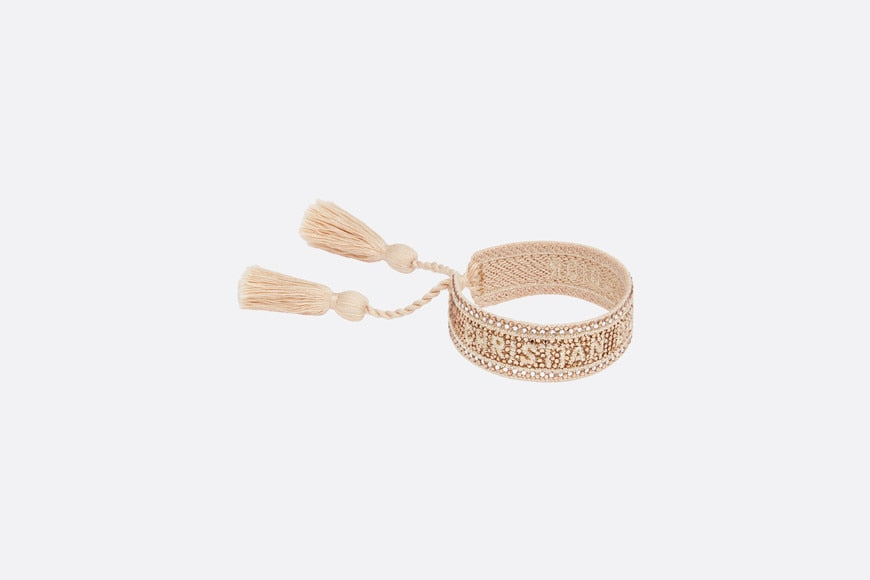 J'Adior Bracelet • Gold-Tone Cotton and Gold-Tone Crystals