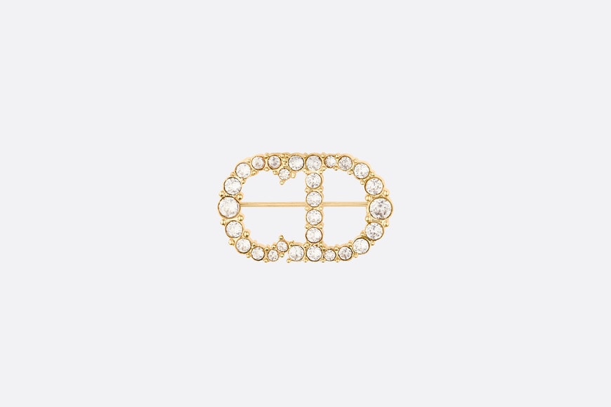 Clair D Lune Brooch • Gold-Finish Metal and White Crystals