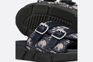 Kid's Sandal • Navy Blue and Beige Dior Oblique Technical Jacquard