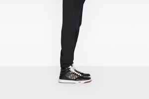 B27 High-Top Sneaker • Black Smooth Calfskin with Beige and Black Dior Oblique Jacquard
