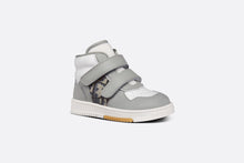 Load image into Gallery viewer, B27 Baby High-Top Sneaker • Gray and White Smooth Calfskin with Beige and Black Dior Oblique Jacquard
