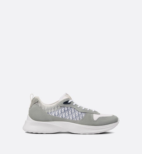 B25 Running Sneaker • Gray and Blue Dior Oblique Canvas Suede
