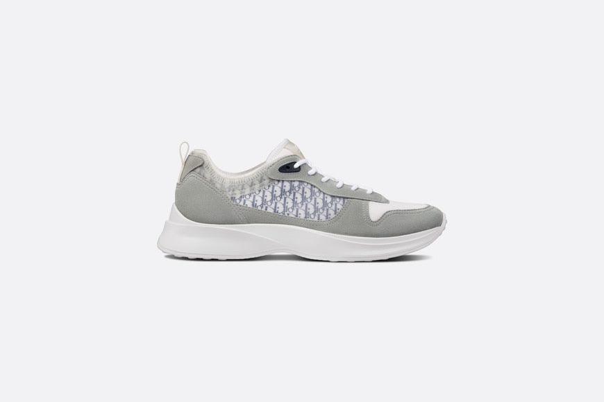 B25 Running Sneaker • Gray and Blue Dior Oblique Canvas Suede
