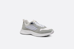 B25 Runner Sneaker • Gray Suede and White Technical Mesh with Blue and White Dior Oblique Canvas