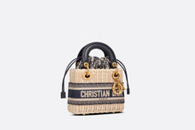 Load image into Gallery viewer, Mini Lady Dior Bag • Natural Wicker and Blue Dior Oblique Jacquard
