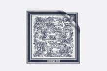 Load image into Gallery viewer, Toile de Jouy Sauvage 90 Square Scarf • Ivory and Navy Blue Silk Twill
