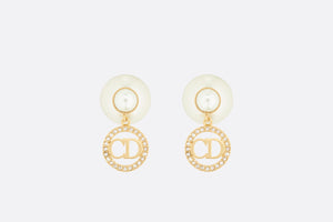 Dior Tribales Earrings • Gold-Finish Metal with White Resin Pearls and Silver-Tone Crystals