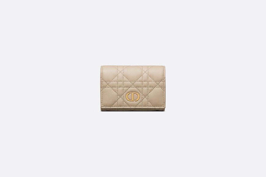 Dior Caro XS Wallet • Sand-Colored Supple Cannage Calfskin